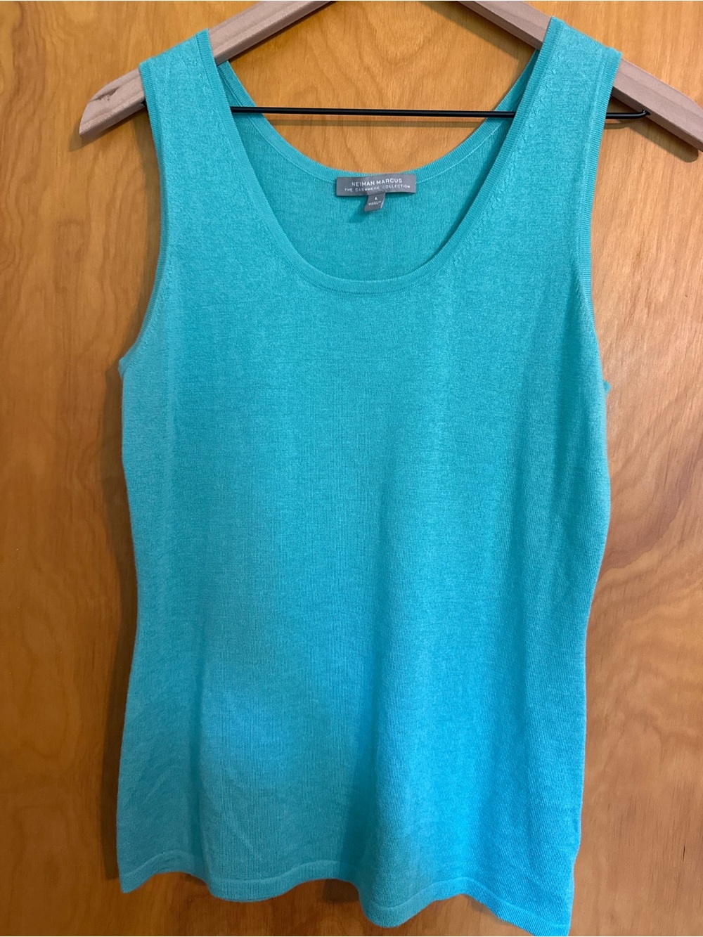 Neiman Marcus Cashmere Collection Cashmere Wool Silk Knit Top Turquoise  Size L